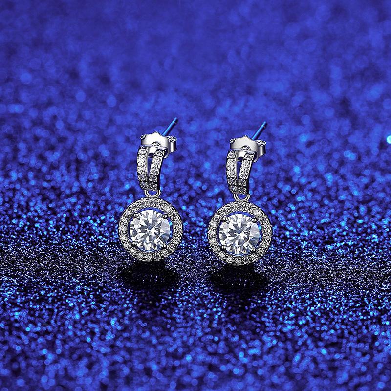5mm S925 Sterling Silver Round Halo Moissanite Stud Earrings D VVS1 Fine Jewelry For Women