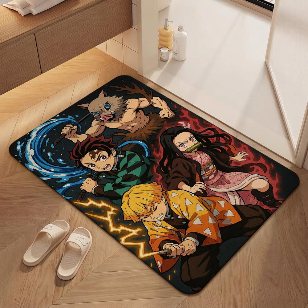 Demon Slayer Character Collection Indoor Rug Thick Nonslip Carpet For Study Reading Area Home Decor Halloween Gift
