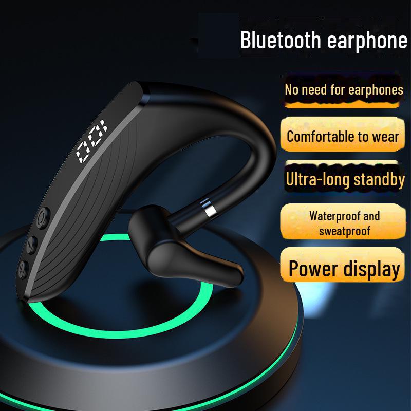 

«Умная беспроводная Bluetooth-гарнитура с шумоподавлением и заушным креплением для спорта и игр» . Bare Metal синий