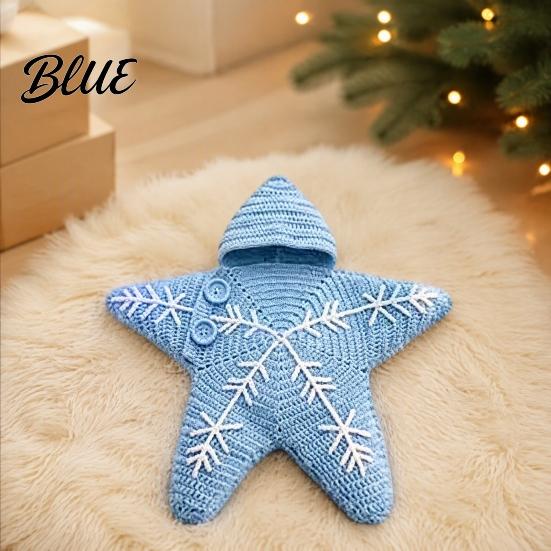 Baby First Christmas Photo Prop Starfish Outfit Funny Knit Hooded Theme Apparel Onesie Cute Crochet Infant Swaddles for Xmas Holiday Accessory