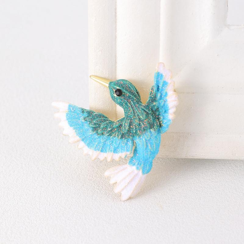 Blue Color Hummingbird Bling Brooch for Women Brooches Pin Badges Alloy Backpack Icons Girls Jewelry