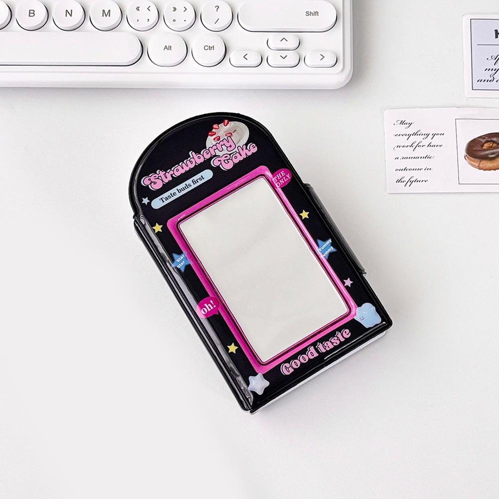 

3-дюймовый мини-футляр для хранения фотографий, полый фотоальбом, коллекционная книга, переплет для карточек, милый держатель для фотокарточек с изображением мультфильмов INS чёрный