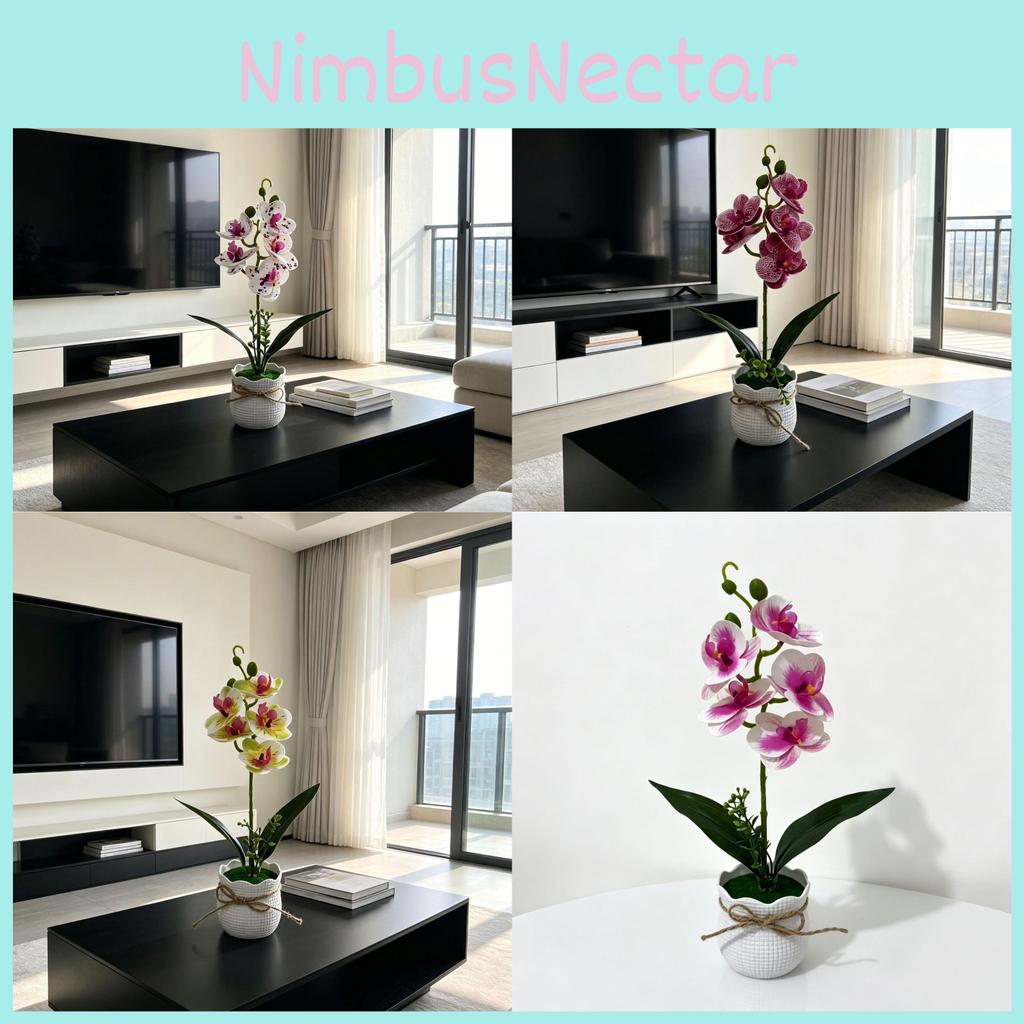 Butterfly Orchid Plastic Flower Plant With Base For Home Decor And Photography Props