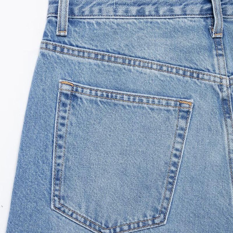 Kaslead New Arrival Women's Clothing Fashion Style Tapered Trousers Arc Profile High Waist Denim 1300045
