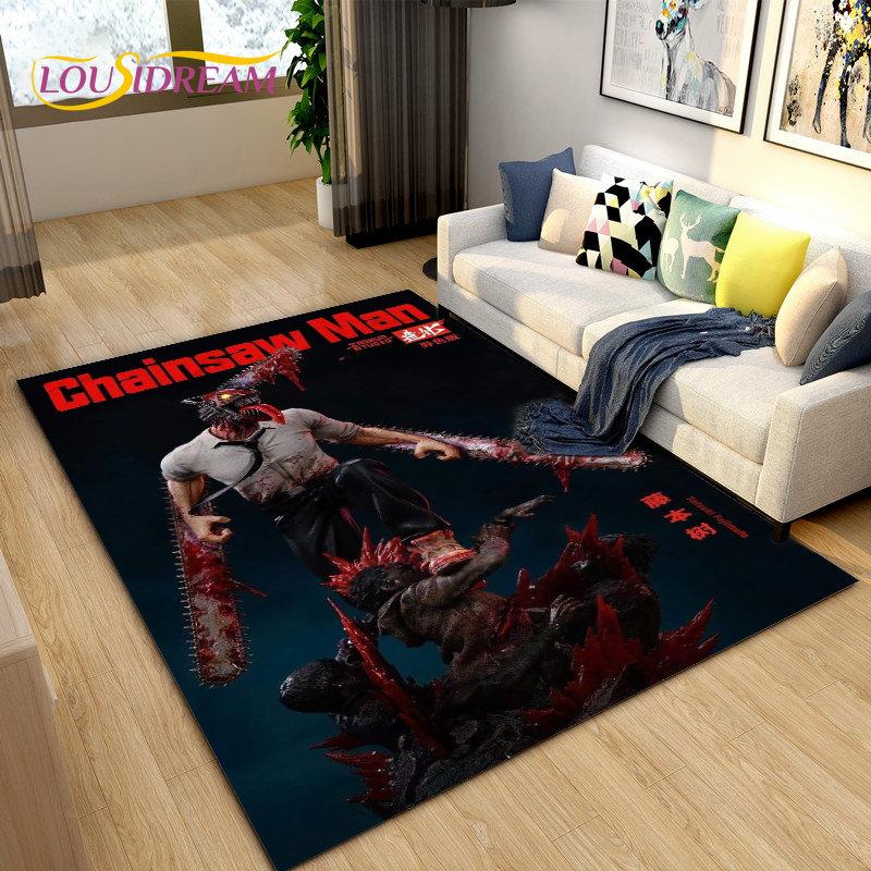 3D Anime Chainsaw Man Denji Cartoon Area Rug,Carpet Rug for Living Room Bedroom Sofa Doormat Decoration, Kids Non-slip Floor Mat
