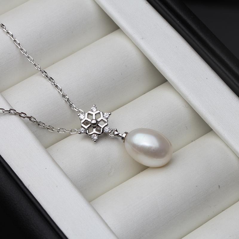 

Real Freshwater Natural Pearl Pendant For Women,Wedding Trendy Snow 925 Sterling Silver Pendant Necklace Chain 45cm