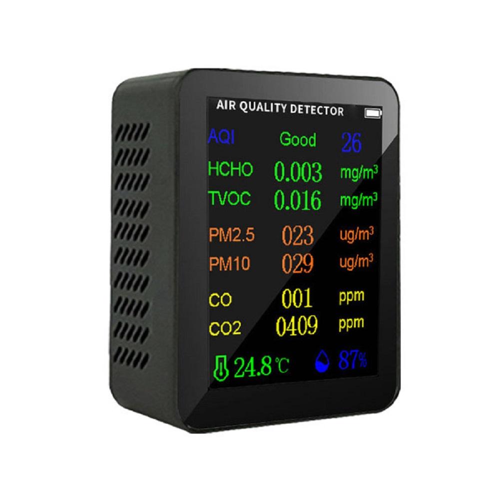 10in1 Air Quality Detector PM2.5 PM10 HCHO TVOC-CO2 AQI Meter Temperature Humidity Tester For Home Office Industrial Monitoring