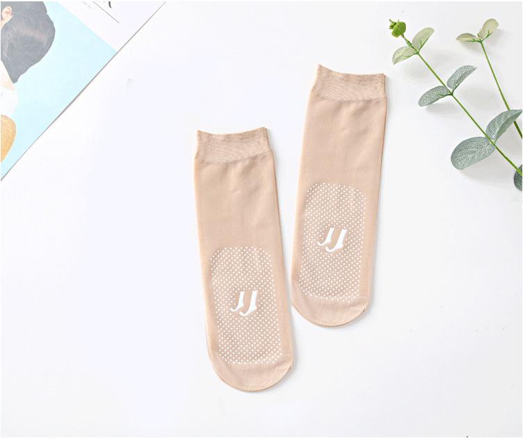 

Women s Anti-Slip Crystal Silk Invisible Socks - Thin, Transparent, Summer Mid-Calf in Flesh Color One Size
