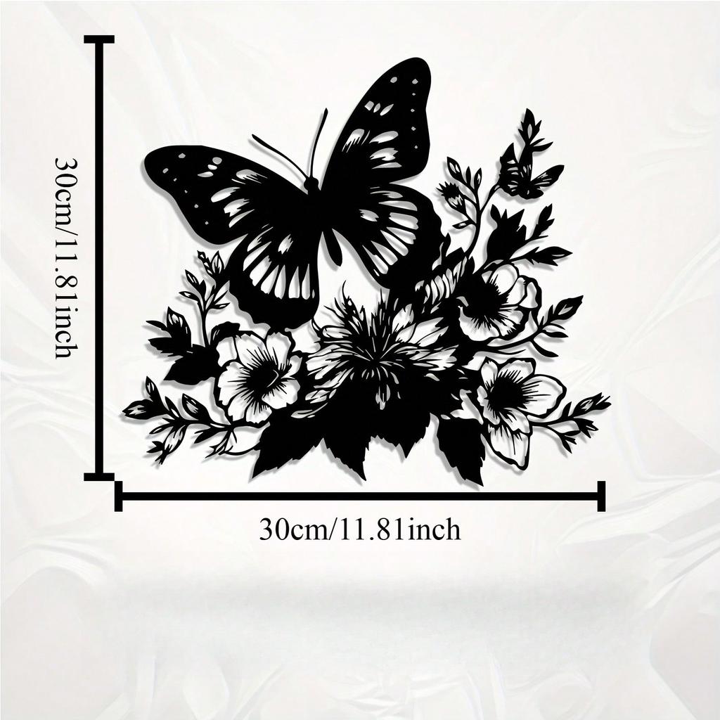 1pc Butterfly Floral Metal Wall Art, Rust-Resistant Nature Decor Gift for Easter