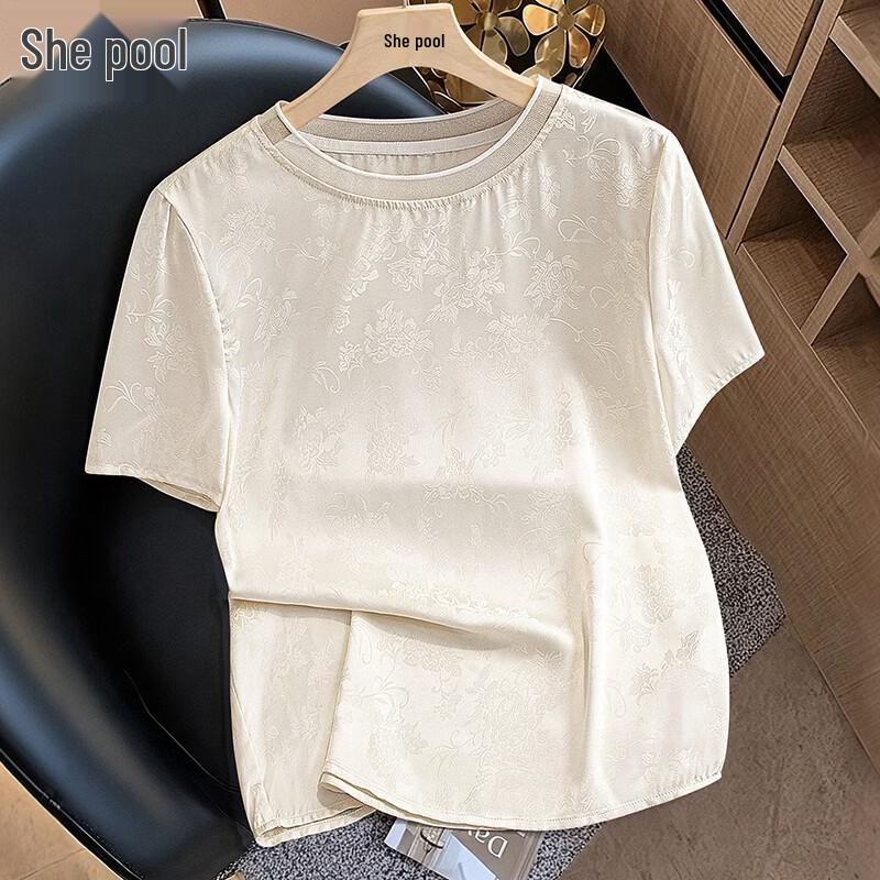 Elegant New Chinese Style Round Neck Pullover Short Sleeve Top M