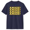 Amaze Bold Yellow Letter Print T Shirt For Men Pure Cotton Street Trend Crew Neck Short Sleeve Casual Oversized Tops
