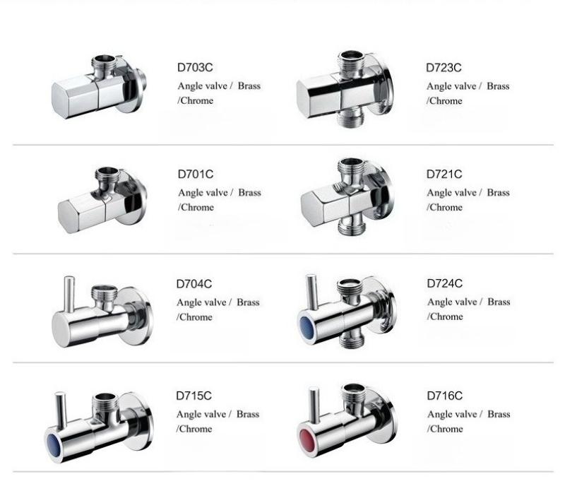 1/2'' European Triangle Valve Hot and Cold Water Stop Universal Retro Angle Valves All Copper Toilet Bathroom