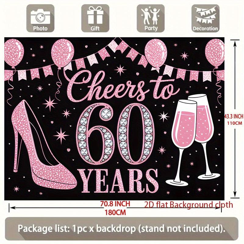 60th Birthday Party Backdrop Polyester Banner Photo Booth Decoration