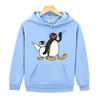 Cute Pingu Boys Girls Clothes Hooded Sets Autumn Sweatshirts Casual Fleece Pullovers Anime Hoodies Jacket Kids Streetwear Tops