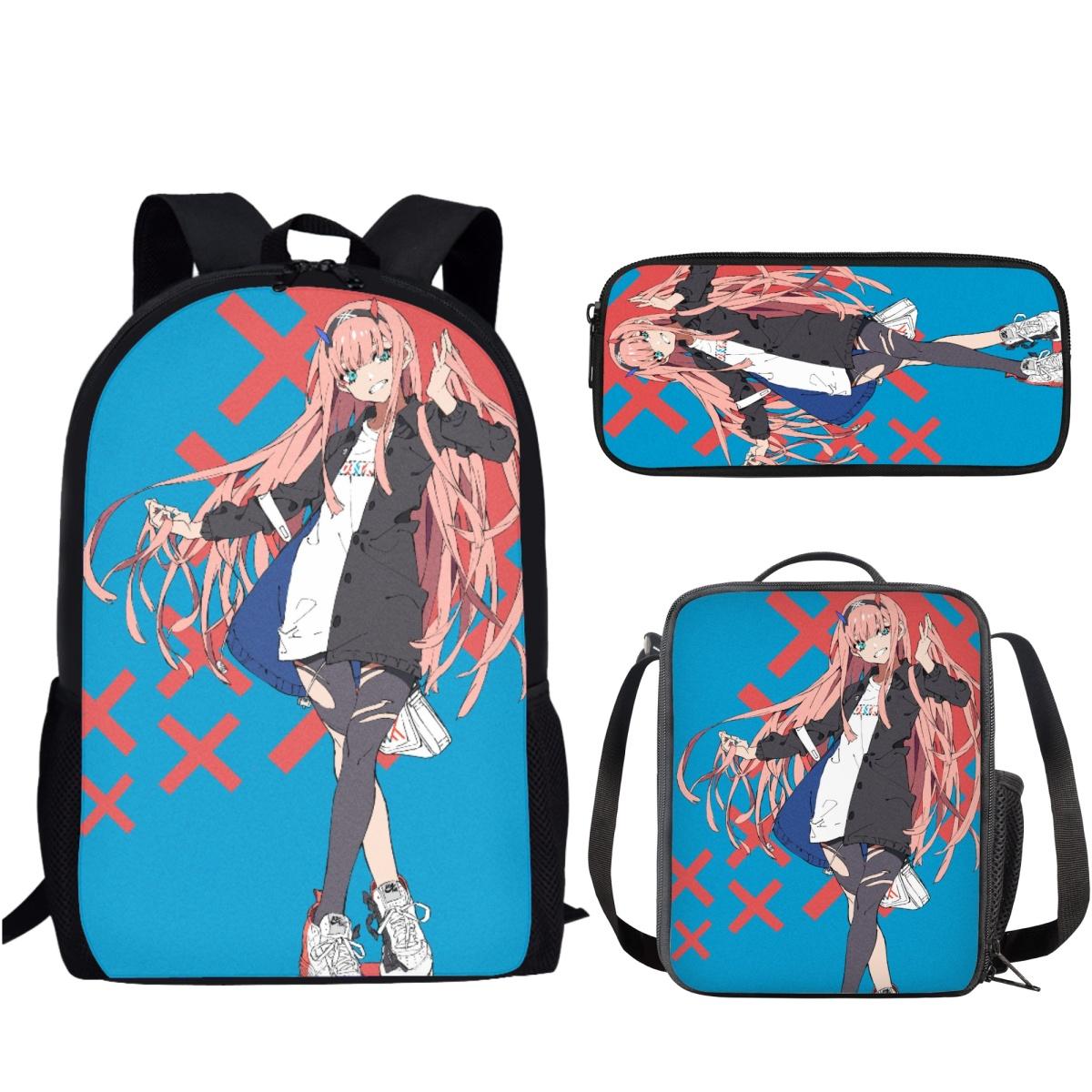Classique Populaire Drôle Darling in the Fran Impression 3D 3 pièces/Ensemble élèves Sacs d'école Sac à dos pour ordinateur portable Sac à dos Sac à lunch Trousse