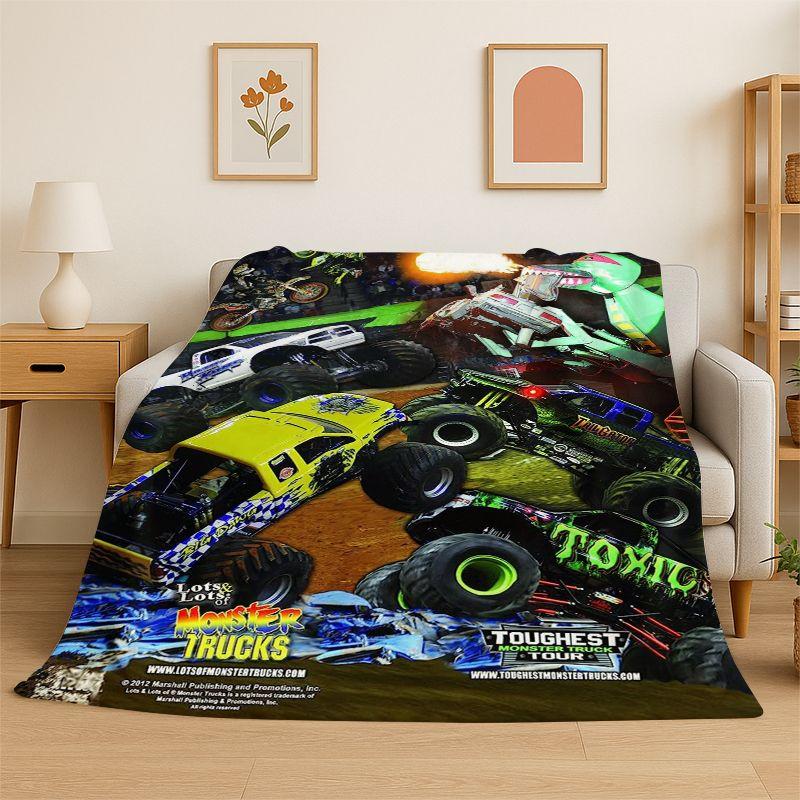 Cartoon Monster Truck Monster Jam Soft Flannel Throw Blanket,Warm Cozy Blanket for Bed,Couch,Sofa,Bedroom,Living Room,Travel