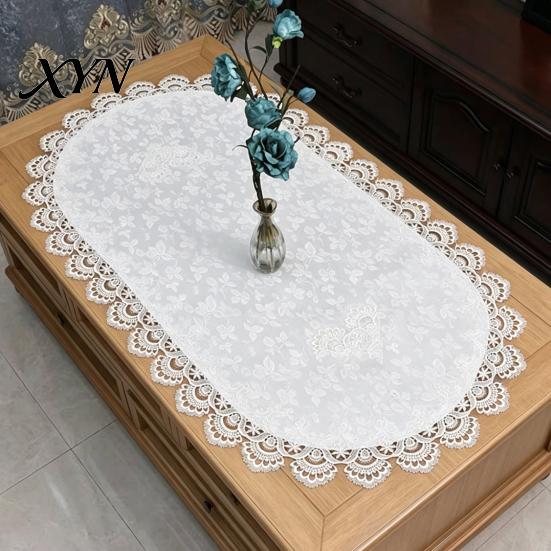 Beschermende Tafel Runner Ovaal Kant Runner, Vintage Doily, Retro Glad Stof Bloemen Placemat voor Koffie Eetkamer Decor Hoge Dichtheid Geweven