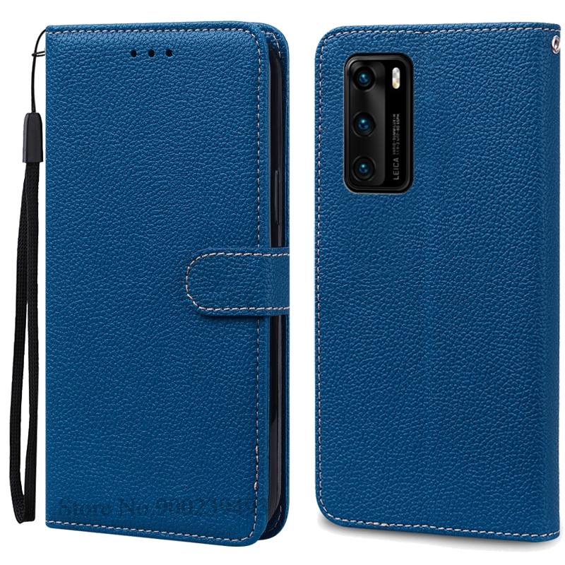Чехол P40 P 40 Pro для Huawei P40, мягкий силиконовый чехол, чехол для телефона Huawei P40 Pro, чехол-кошелек, кожаный чехол, Fundas For Huawei P40 темно-синий