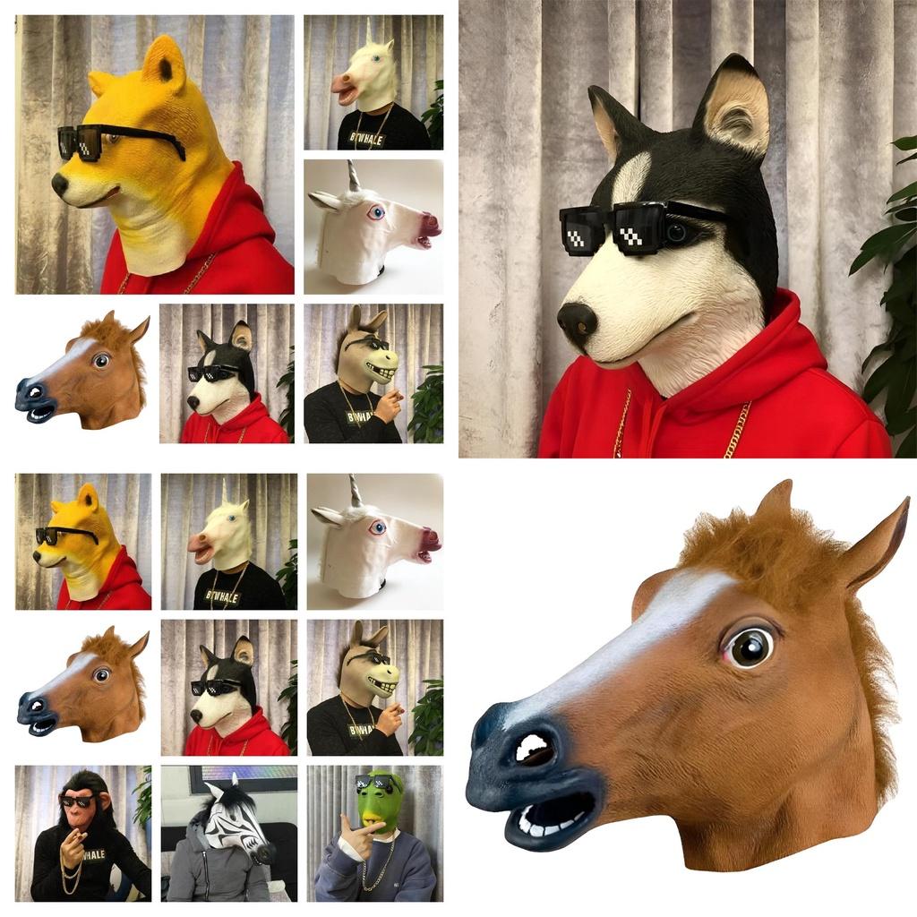 Maschera a Testa di Cavallo Halloween Cosplay Accessorio Costume Per Adulti Spaventosa E Realistica