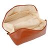 Makeup Storage Bag PU Leather Large Capacity Large Opening Design Multi Partition Waterproof Makeup Travel Bag Mocha