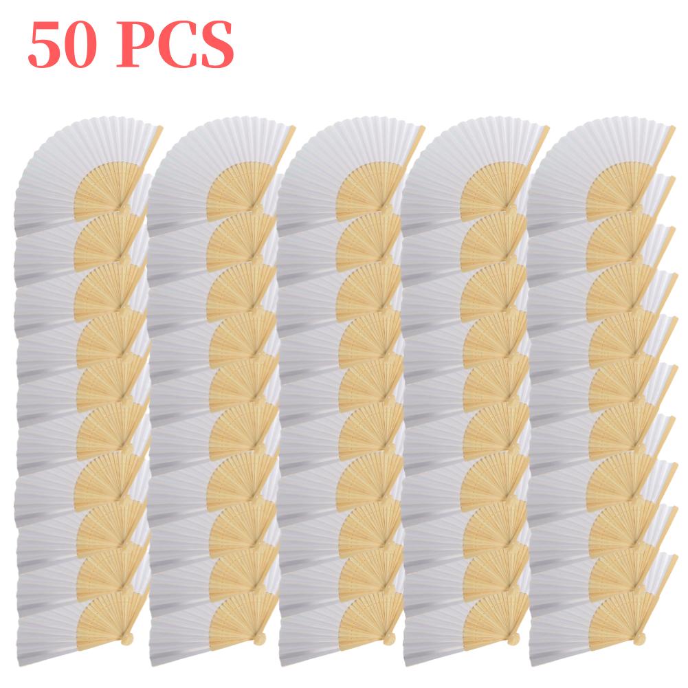 Blank White DIY Paper Decorative Fans Hand Practice Hand Held Fan Portable Hand-painted Elegant Creative for Dance Cosplay Props