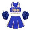 Girl's Cheerleading Uniform Fancy Dress Outfit Cosplay Halloween Costume Crop Top with Skirt and Hand Flowers