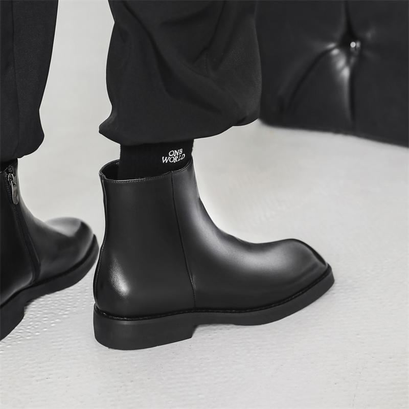 Fashion Black Autumn and Winter Men's Boots Classic and Versatile Design Fashion Party Daily Business Office Outdoor Warm Leather Shoes