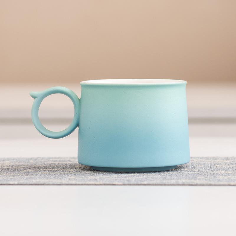 High-end coffee cup gradual change exquisite ceramic cup and saucer set high value mug light luxury design gift
