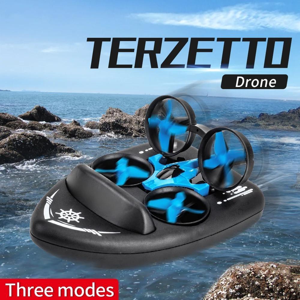 Multifunctional RC Hovercraft, 3-in-1 Quadcopter, Boat, Helicopter & Drone Combo