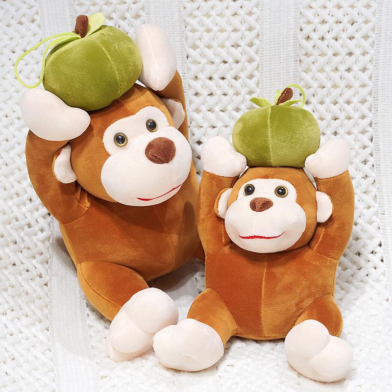 Kawaii Apple Monkey Plush Toys Soft Stuffed Smile Cartoon Monkey Doll Amusing Desktop Decor Cuddly Birthday Gift To Family