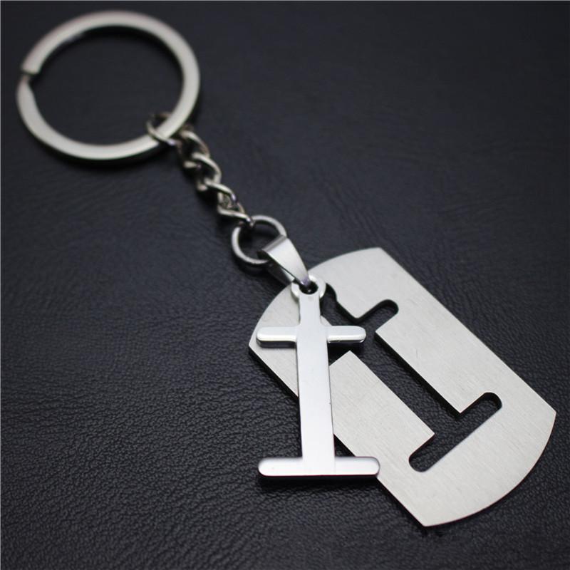 2022 DIY A-Z Letters Key Chain For Name Silver Color Steel Keychain Women Men Car Key Ring Simple Key Holder Party Gift