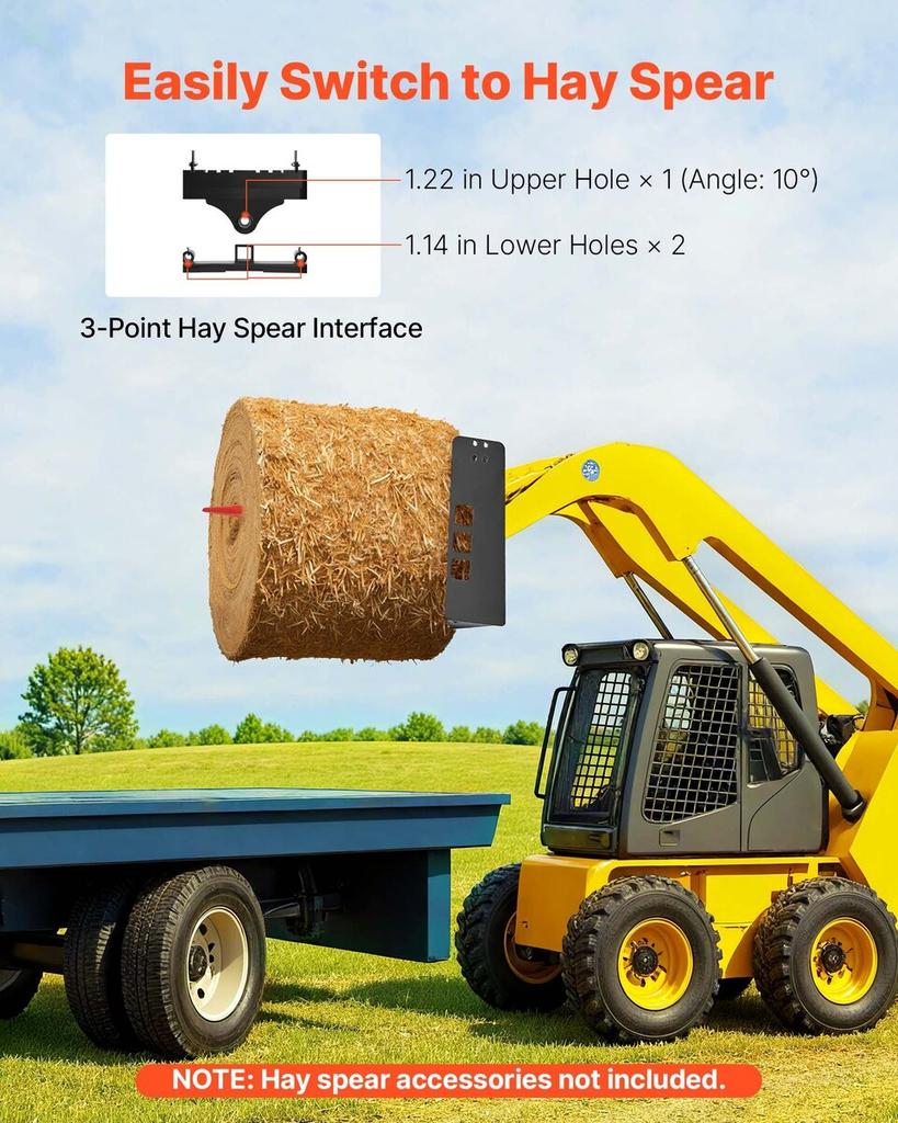 45-inch Skid Steer Pallet Frame with Hitch Receiver & Spear Sleeves