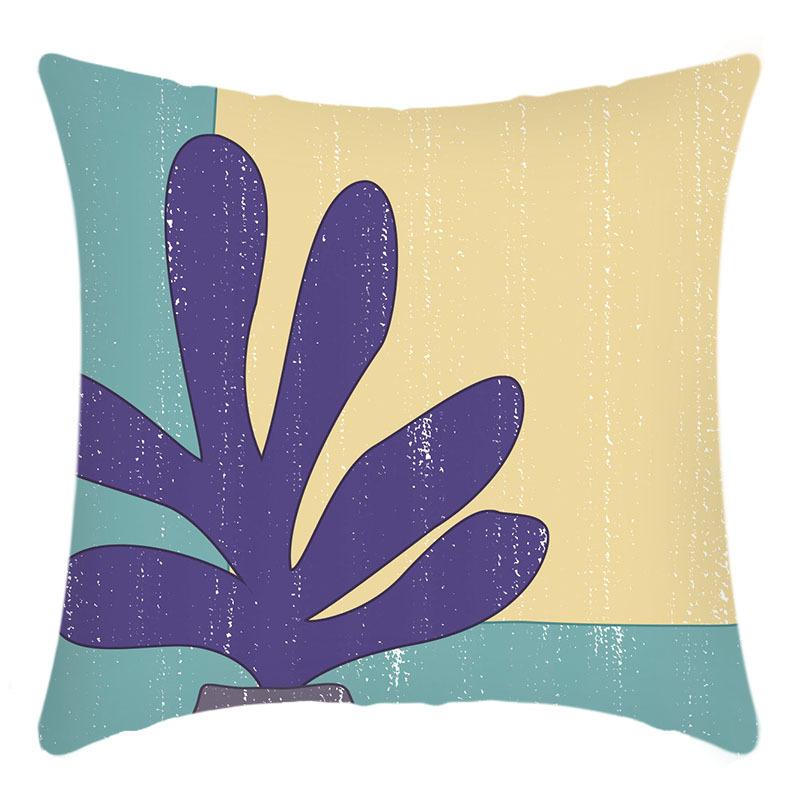 New Artistic Abstract Cartoon Ventilated Plant Print Pillowcase Home Sofa Cushion Pillowcase