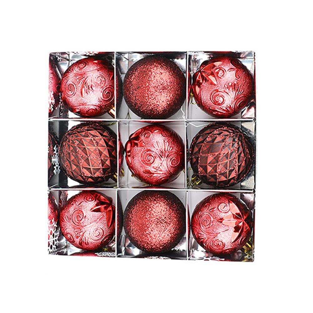 

6cm/9pcs Window Christmas Tree Colorful Ball Hanging Baubles Pendant Ball Decor F бордовый
