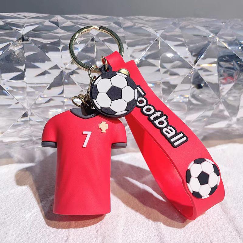 Cartoon Football Jersey Keychain: Cute Ronaldo, Messi, Mbappé, Neymar Car Bag Pendant, Non-Fading