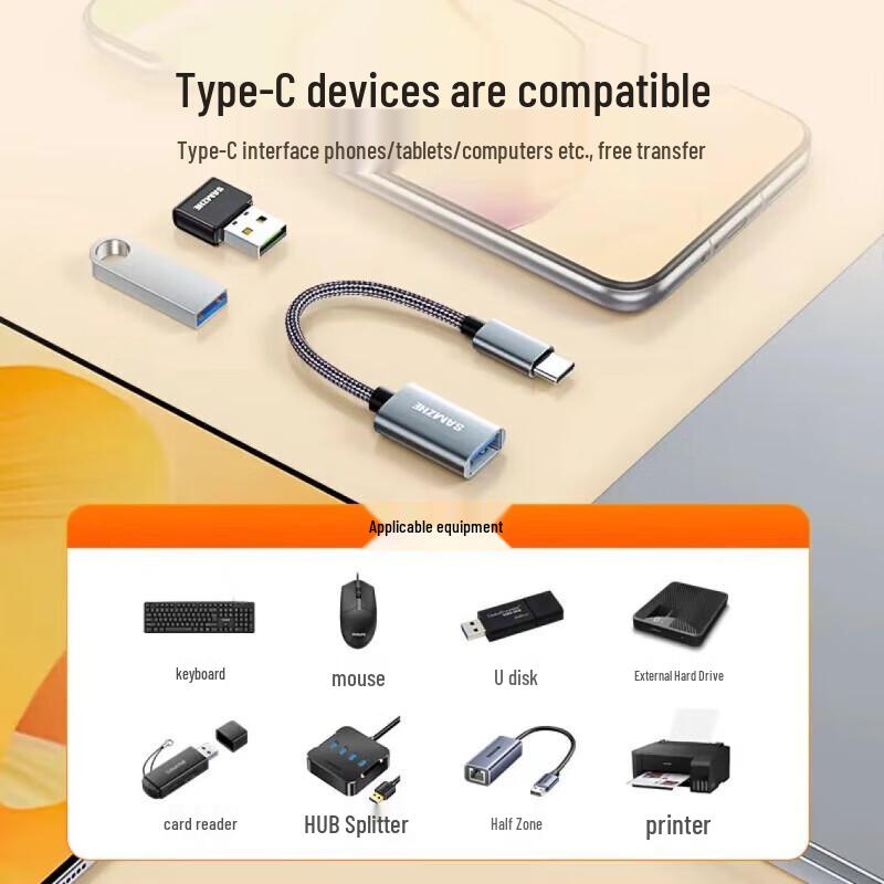 SAMZHE Type-C to USB-A Female OTG Adapter