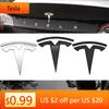 Car Sticker Tesla 2Pcs 3D ABS Black Chrome Red Carbon Car Front Hood Emblem Rear Trunk Badge Sticker For Tesla Model 3 Model Y D
