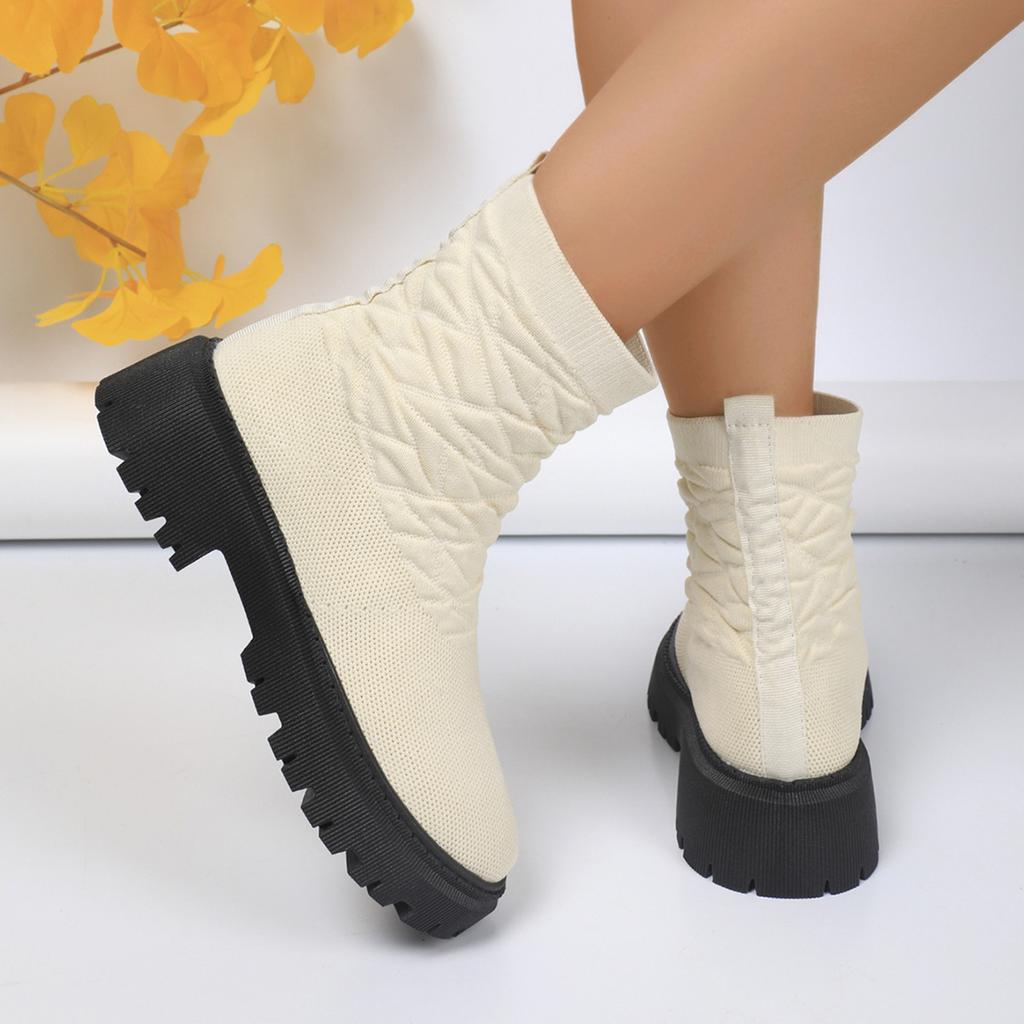 Women's Socks Shoes 2025 Spring Autumn New Breathable Casual Wedges Platform Ankle Boots Zapatos De Mujer Goth Boots