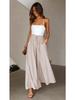 2025 European & American Women's High-waisted Long Wide-leg Summer Culottes with Elastic Waistband