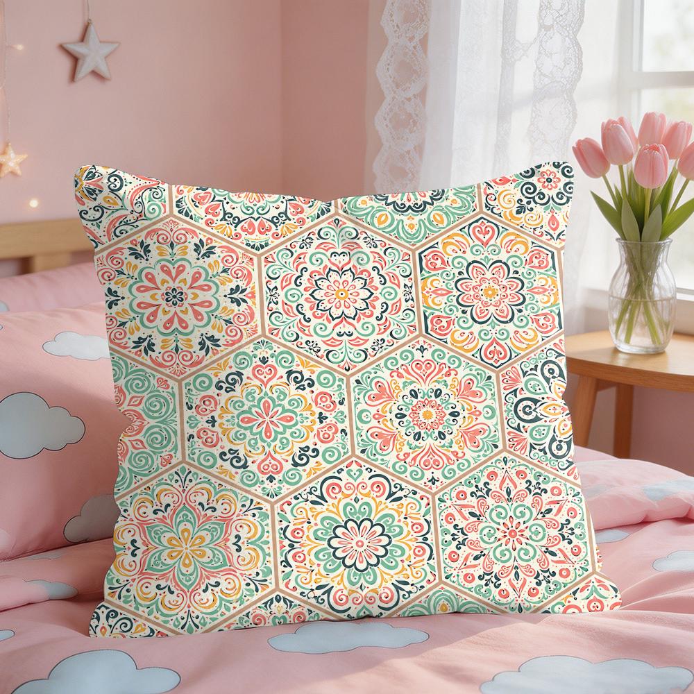 Ethnic Colorful Floral Bohemian Cushion Cover Short Plush Pillow Case Room Sofa Cushion Covers Home Decor Funda