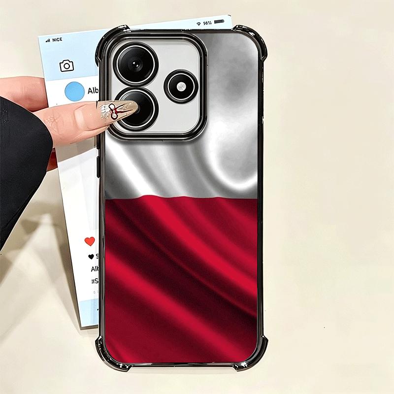 Poland Flag White Red Plating Phone Case For Xiaomi Poco X5 X6 X7 X8 Pro Max F8 Ultra F7 M8 M7 M5S Redmi 15C 15 14C 13C 13 X3 12