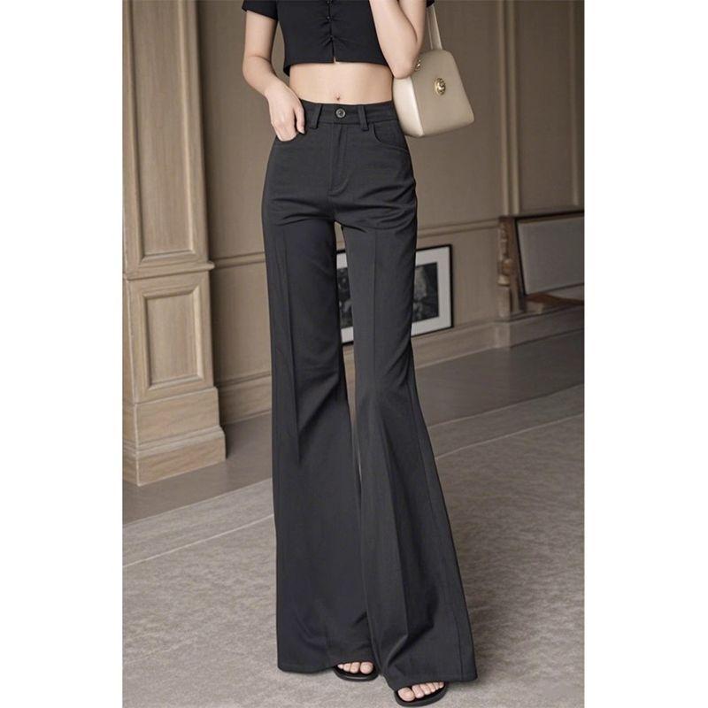 

Весна Осень Фигура Груша Высокая Посадка Свободные Прямые Брюки Кэжуал Мода Темно-синие Светлые Брюки Широкие Женские S чёрный