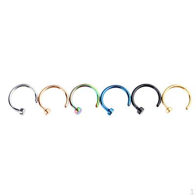 6 Pieces Nose Hoop Ring Stainless Steel Assorted Color 18g 20g Body Jewelry