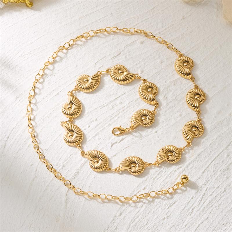Metal Conch Splicing Waist Chain for Women Fashion Bohemia Spiral Conch Belly Chain Ladies Beach Bikini Body Jewelry Accessories