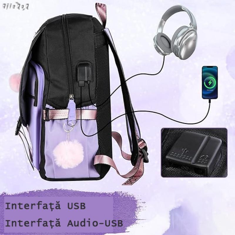 AjieQaQ Demon Hunters School Backpack Shockproof Waterproof Large Capacity Lightweight Durable Oxford Fabric 41x27x14cm