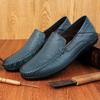 Äkta Läder Herr Casual Skor Lyx Formella Herr Loafers Moccasins Italienska Andningsbara Slip-on Man Båtskor Storlek 37-47