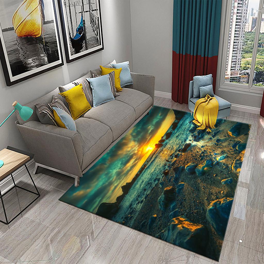 Bathroom Toilet Bedroom Kitchen Living Room Non-slip Floor Mat Sunset Ocean Beach Sky Landscape Rug