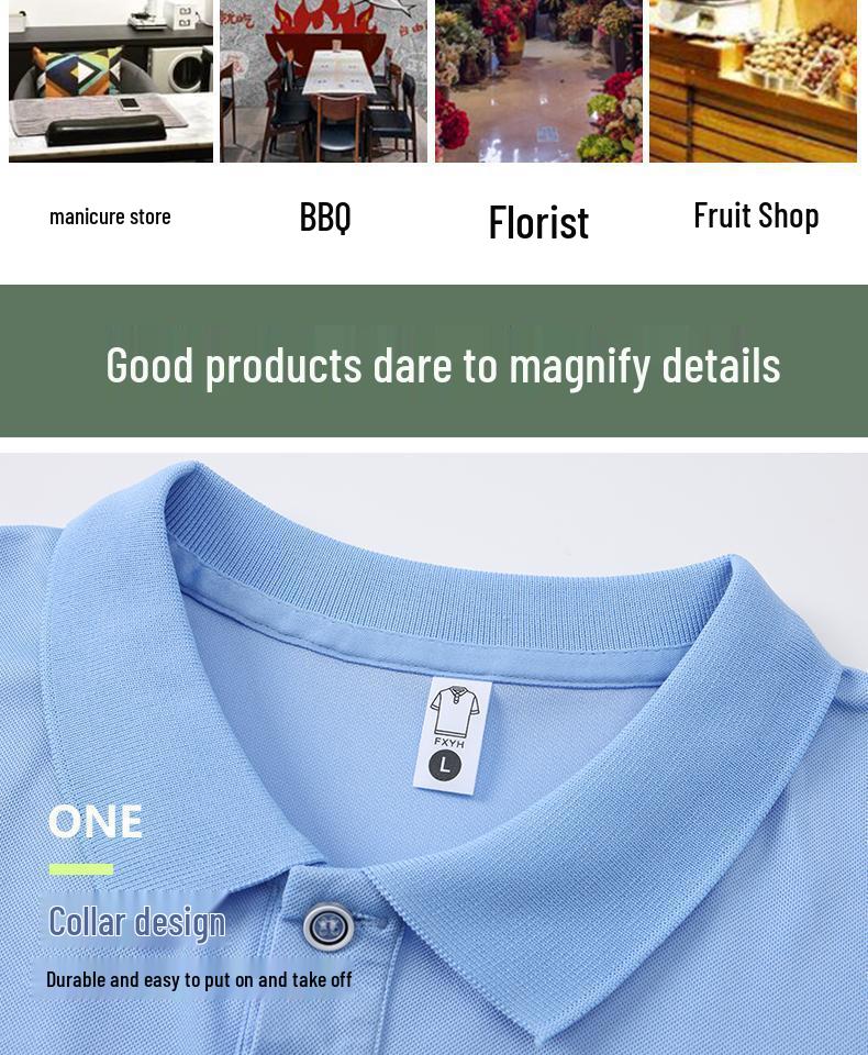 Kurzarm Umlegekragen Kundenspezifisches Poloshirt - Unifarbe, Werbe-T-Shirt, Arbeitskleidung Uniform, Doppelring-Schnalle.