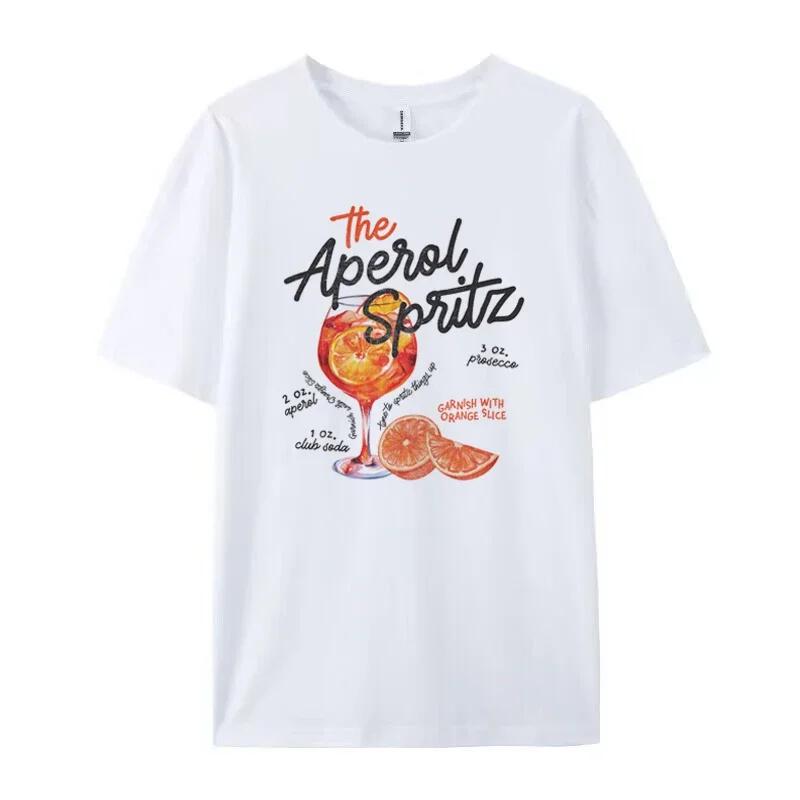 Aperol Spritz Retro Cocktail Graphic Tees Women Cute Alcohol Drink T Shirt Loose  Printed T-Shirts Unisex Vintage Top Gift