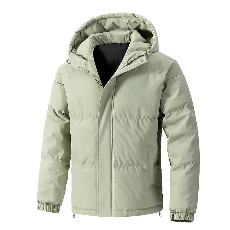 Men's Plus Size Winter Hooded Puffer Jacket - Cotton, Loose, Solid Color, Warm Outerwear